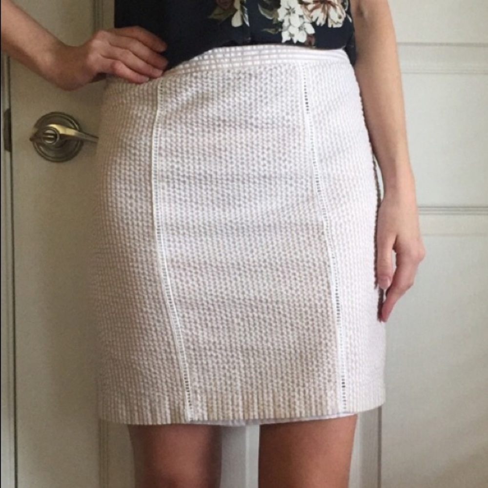 SOLD Tan Seersucker skirt